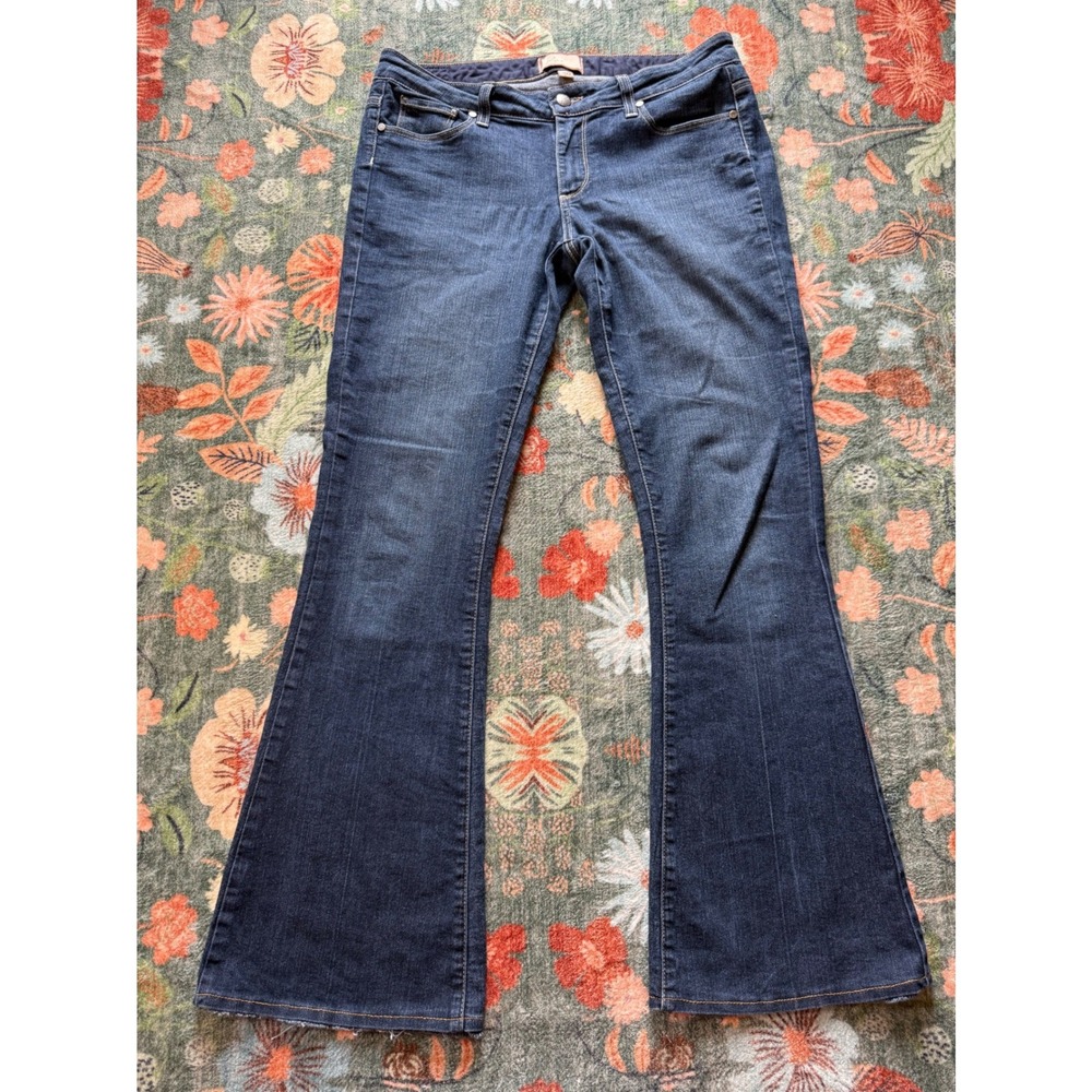 Paige Canyon Flare Jeans Dark Wash Denim Size 30 Made in USA‎ Stretch W3142 - Picture 2 of 11
